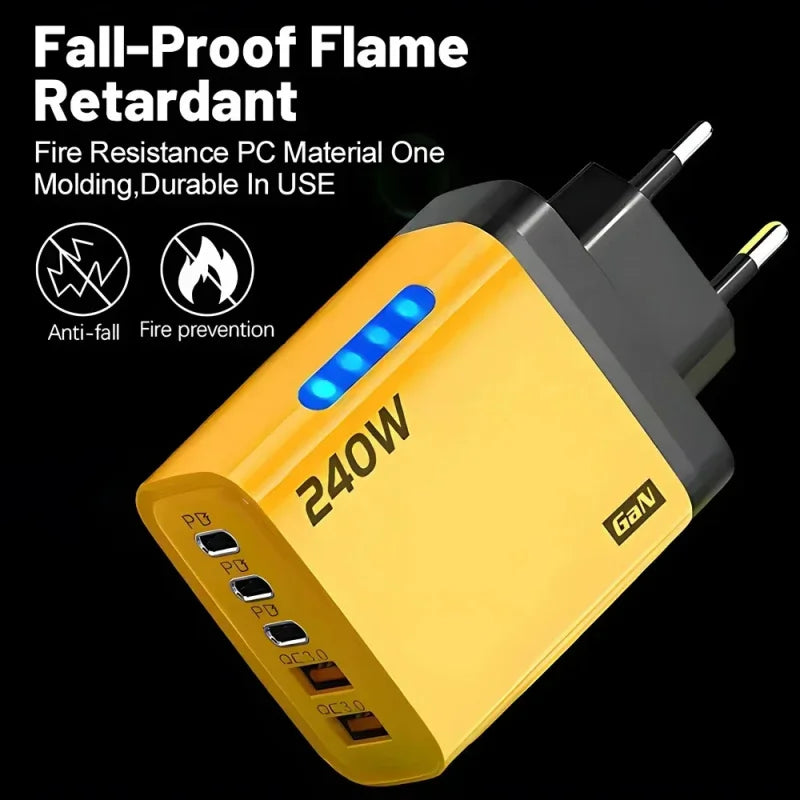 240W 5 Ports USB PD Charger Type C Quick Charge Phone Chargers USB Fast Charging Adapter For Various Types Of Mobile Phones New