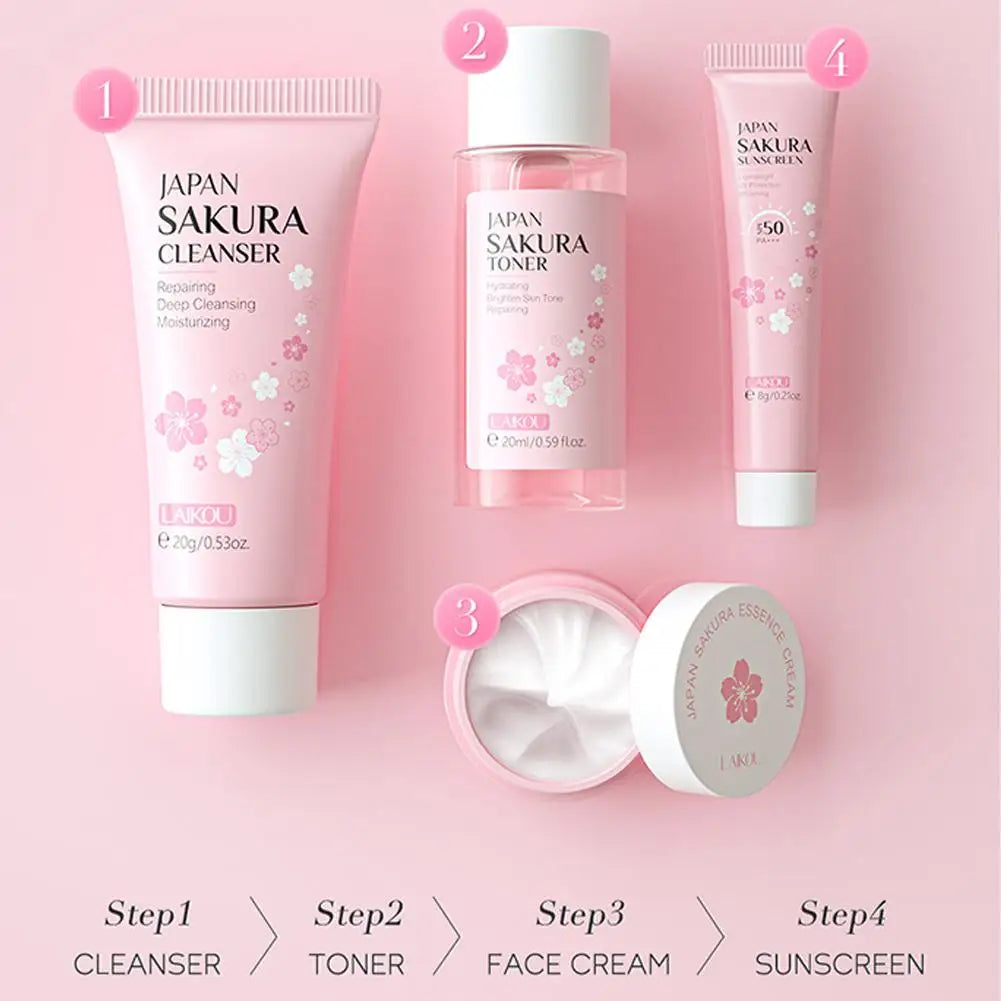 SAKURA Skin Care Set facial For Women  (Cleanser,Serum,Toner,Sunscreen,facial cream Beauty skin care)