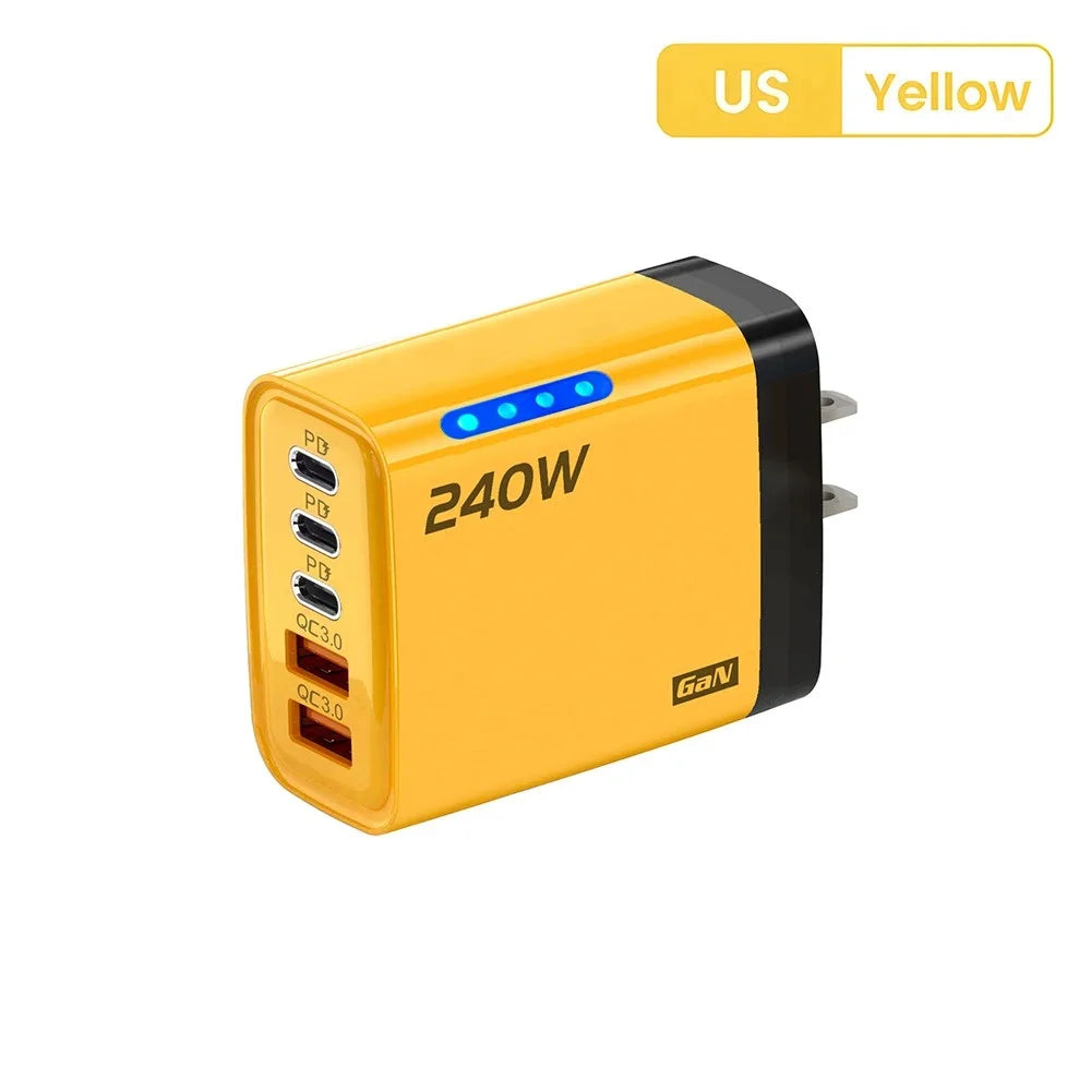 240W 5 Ports USB PD Charger Type C Quick Charge Phone Chargers USB Fast Charging Adapter For Various Types Of Mobile Phones New