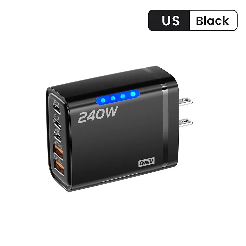 240W 5 Ports USB PD Charger Type C Quick Charge Phone Chargers USB Fast Charging Adapter For Various Types Of Mobile Phones New