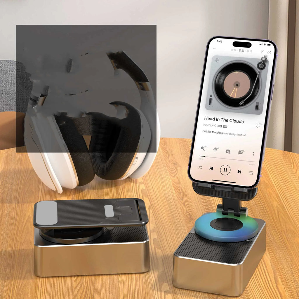 Soporte para teléfono móvil con audio, giratorio y plegable 2 en 1