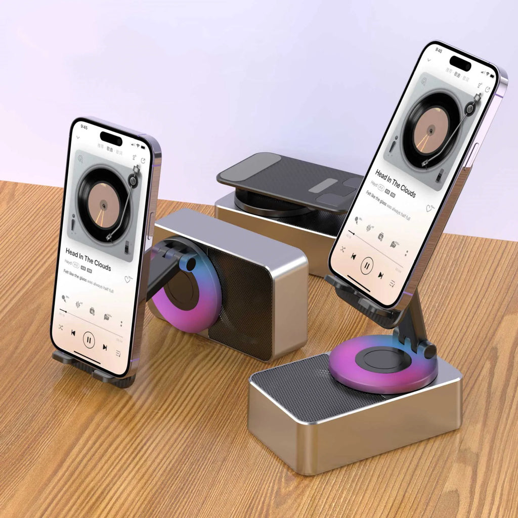 Soporte para teléfono móvil con audio, giratorio y plegable 2 en 1